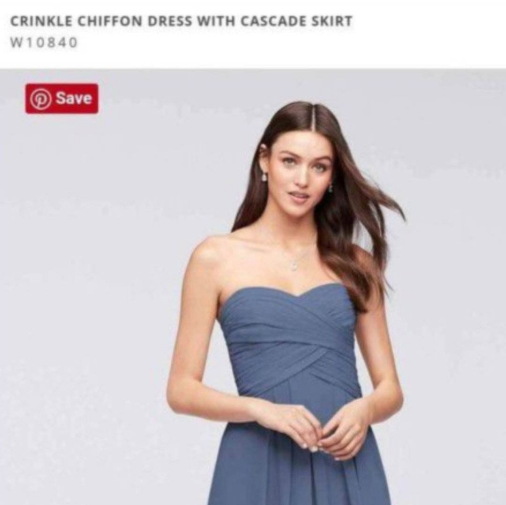 David's Bridal Blue Strapless Bridesmaids dress